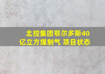 北控集团鄂尔多斯40亿立方煤制气 项目状态